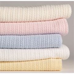 Cellular Baby Blankets for Cot, 100% Soft Cotton - Choice of 3 Colours