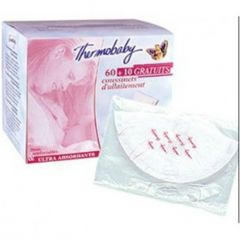 Thermobaby Disposable Breast Pads, Ultra Slim & Absorbant - Pack of 60 + 10 FREE