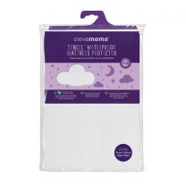 ClevaMama Waterproof Crib Mattress Protector, Cotton Fitted Sheet  - White