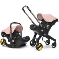 Doona Baby Car Seat and Pram, 0+ Baby Car Seat that Folds Between Car Seat & Pram in Seconds, Perfect for Travelling  -  Blush Pink