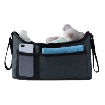 Tineo Buggy Organiser for Stroller, Pram & Pushchair - Keep All Your Essentials at Your Fingertips, Universal Fit - Black