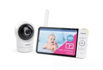 VTech 7” Smart Wi-Fi Pan & Tilt Video Baby Monitor - 7 inch screen, 360 degree panoramic viewing, temp sensor, infrared night vision, camera zoom, lullaby music & remote access via smartphone / tablets - RM7764HD