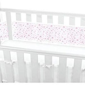 BreathableBaby Mesh Cot Bed Liner - Classic Collection - Fits 4 Sides - Safe Anti-Bumper Design - Twinkle Pink