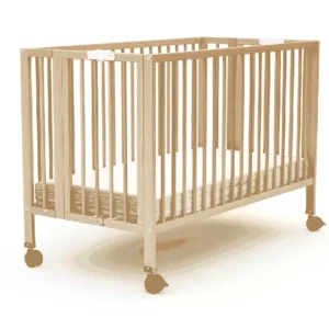 AT4 Professional Folding Wooden Cot - Natural Beech (60 x 120 cm) - Perfect for Nurseries, Crèches & Childminders
