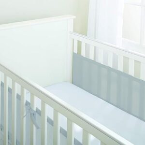 BreathableBaby Mesh Cot Liner - Classic Collection - Fits 2 Sides - Safe Anti-Bumper Design - Grey