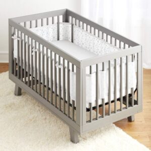 BreathableBaby Mesh Cot Bed Liner - Classic Collection - Fits 4 Sides - Safe Anti-Bumper Design - Twinkle Grey