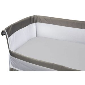 Babycalin 2-Pack Organic Co-Sleeper Fitted Sheets - 83 x 50 cm - 100% Cotton - White & Grey