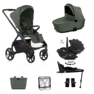 Jane Keep 3in1 + Sleep Carrycot + Kombibaby Lie-Flat 360 Baby Car Seat Bundle - Botanic Green