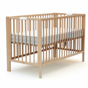 AT4 Folding Wooden Cot with Multi-Position Base - Natural Beech (60 x 120 cm)