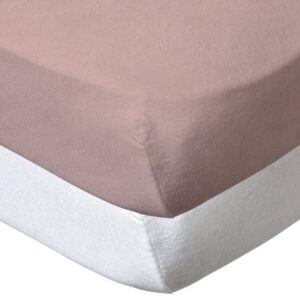Babycalin 2-Pack Cot Fitted Sheets - 120x60 cm - 100% Cotton - White & Pink