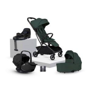 Silver Cross Nia Cabin Approved Compact Stroller & Carrycot Travel System From Birth to 22kg - Conifer (8 Piece)
