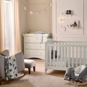 Mamas & Papas Flyn 2 Piece White Cotbed Set with Dresser Changer