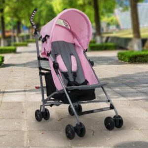Asalvo Freedom Stroller in Candy colour with double wheels, hood with viewing window and lightweight 6kg frame.