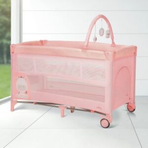 Asalvo Travel Cot Complete Duo - Baby Giraffe Pink