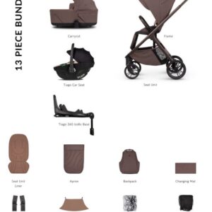 Venicci Tila 4-in-1 Pram & Travel System (13 Piece Bundle) | Ultra-Compact | Up2Go Folding - Noce