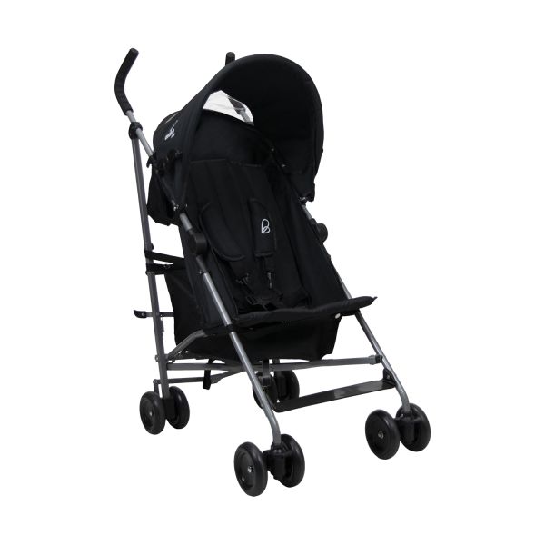 Asalvo Freedom Stroller in black with double wheels, hood with viewing window and lightweight 6kg frame.