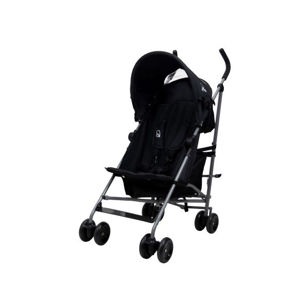 Asalvo Freedom Stroller in Black with double wheels, hood with viewing window and lightweight 6kg frame.