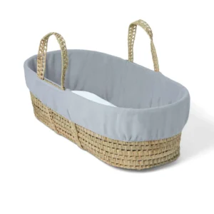 Grey fleece lined moses basket by clair de lune