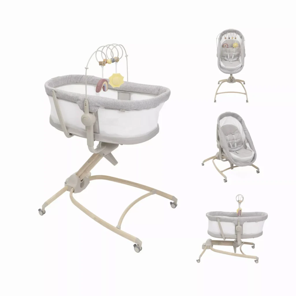 Chicco Baby Hug Armonia 4-in-1 Bundle with crib, recliner, highchair, first chair, sheets, mattress and meal kit