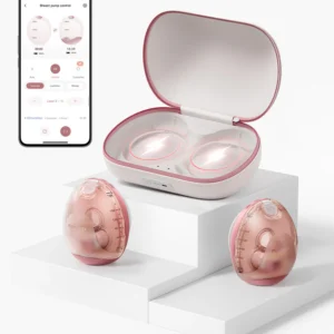 Momcozy Air 1 Ultra-Slim Wearable Breast Pump with wireless charging case and app control