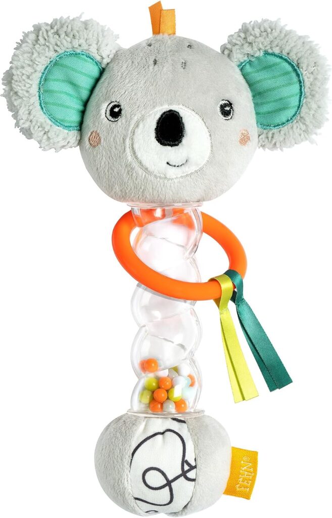 Fehn Rainmaker Koala Activity Toy with colourful rattle stick, teether and grasp ring